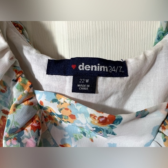 Denim 24/7 Sleeveless Floral Lined Dress Sz 22W - Picture 6 of 10